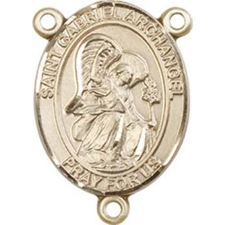 14kt Gold Saint Gabriel the Archangel Rosary Center Rosary Center Engraved Catholic Saint Jewelry