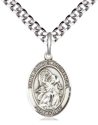 Pewter Saint Gabriel the Archangel Medal Religious Jewelry Engraved Catholic Saint Jewelry