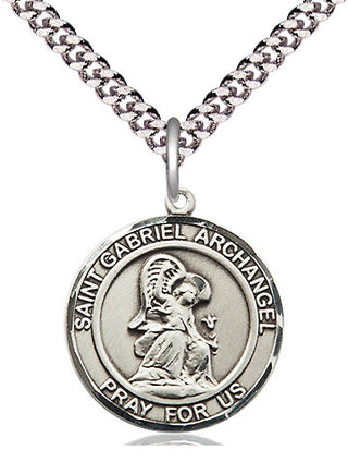 Pewter Saint Gabriel the Archangel Medal Religious Jewelry Engraved Catholic Saint Jewelry