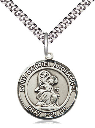 Pewter Saint Gabriel the Archangel Medal Religious Jewelry Engraved Catholic Saint Jewelry