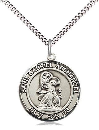 Sterling Silver Saint Gabriel the Archangel Medal Religious Jewelry Engraved Catholic Saint Jewelry