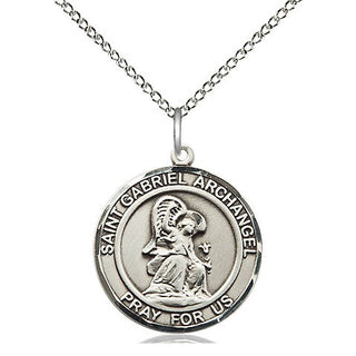 Sterling Silver Saint Gabriel the Archangel Medal Religious Jewelry Engraved Catholic Saint Jewelry