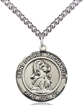 Sterling Silver Saint Gabriel the Archangel Medal Religious Jewelry Engraved Catholic Saint Jewelry