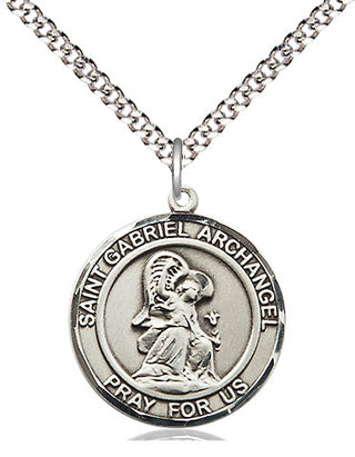 Sterling Silver Saint Gabriel the Archangel Medal Religious Jewelry Engraved Catholic Saint Jewelry