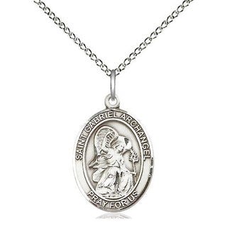 Sterling Silver Saint Gabriel the Archangel Medal Religious Jewelry Engraved Catholic Saint Jewelry