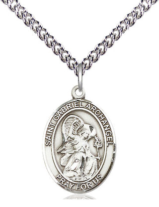 Sterling Silver Saint Gabriel the Archangel Medal Religious Jewelry Engraved Catholic Saint Jewelry