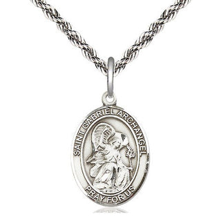 Sterling Silver Saint Gabriel the Archangel Medal Religious Jewelry Engraved Catholic Saint Jewelry