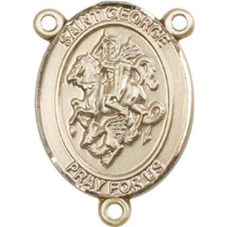 14kt Gold Filled Saint George Rosary Center Rosary Center Engraved Catholic Saint Jewelry