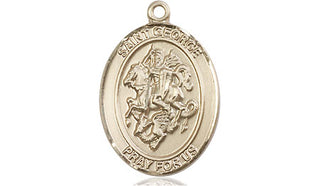 14kt Gold Filled Saint George Medal Engraved Catholic Saint Jewelry