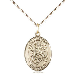 14kt Gold Filled Saint George Medal Religious Jewelry Engraved Catholic Saint Jewelry