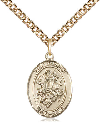 14kt Gold Filled Saint George Medal Religious Jewelry Engraved Catholic Saint Jewelry