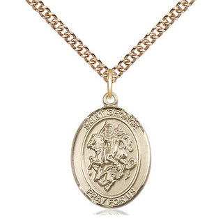 14kt Gold Saint George Medal Engraved Catholic Saint Jewelry