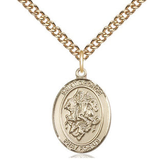 14kt Gold Saint George Medal Engraved Catholic Saint Jewelry