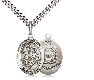 Pewter Saint George Coast Guard Medal Religious Jewelry