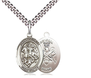 Pewter Saint George National Guard Medal Religious Jewelry