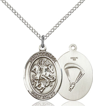 Pewter Saint George Paratrooper Medal Religious Jewelry