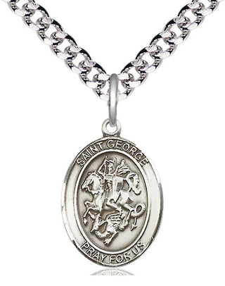 Pewter Saint George Medal Religious Jewelry Engraved Catholic Saint Jewelry