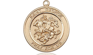 14kt Gold Filled Saint George Medal Engraved Catholic Saint Jewelry