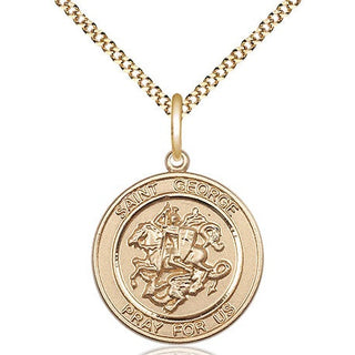 14kt Gold Filled Saint George Medal Religious Jewelry Engraved Catholic Saint Jewelry