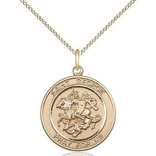 14kt Gold Filled Saint George Medal Religious Jewelry Engraved Catholic Saint Jewelry