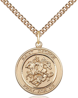 14kt Gold Filled Saint George Medal Religious Jewelry Engraved Catholic Saint Jewelry