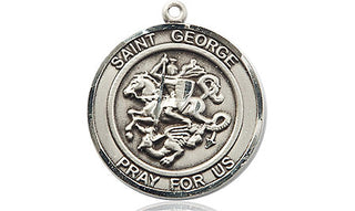 Pewter Saint George Medal Engraved Catholic Saint Jewelry