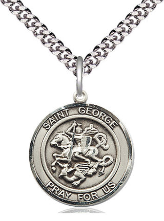 Pewter Saint George Medal Religious Jewelry Engraved Catholic Saint Jewelry