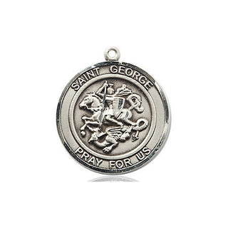 Sterling Silver Saint George Medal Religious Jewelry Engraved Catholic Saint Jewelry