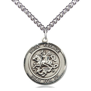Sterling Silver Saint George Medal Religious Jewelry Engraved Catholic Saint Jewelry