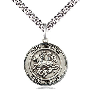 Sterling Silver Saint George Medal Religious Jewelry Engraved Catholic Saint Jewelry