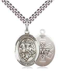 Sterling Silver Saint George EMT Medal Religious Jewelry