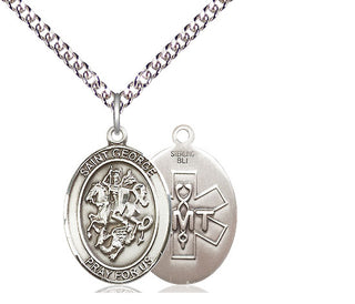 Sterling Silver Saint George EMT Medal Religious Jewelry