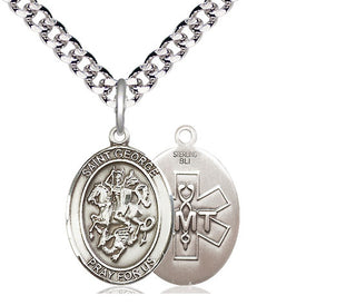 Sterling Silver Saint George EMT Medal Religious Jewelry