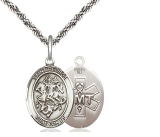 Sterling Silver Saint George EMT Medal Religious Jewelry