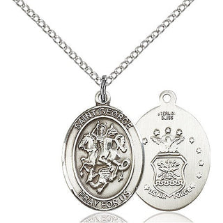 Sterling Silver Saint George Air Force Medal Religious Jewelry