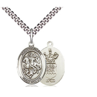 Sterling Silver Saint George Air Force Medal Religious Jewelry