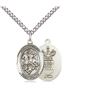 Sterling Silver Saint George Air Force Medal Religious Jewelry