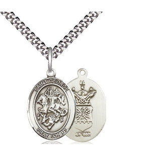 Sterling Silver Saint George Air Force Medal Religious Jewelry