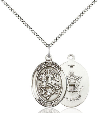 Sterling Silver Saint George Army Medal Religious Jewelry