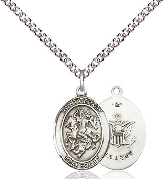 Sterling Silver Saint George Army Medal Religious Jewelry