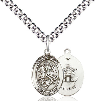 Sterling Silver Saint George Army Medal Religious Jewelry