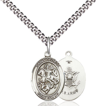 Sterling Silver Saint George Army Medal Religious Jewelry