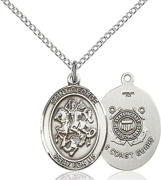 Sterling Silver Saint George Coast Guard Medal Religious Jewelry