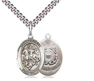 Sterling Silver Saint George Coast Guard Medal Religious Jewelry