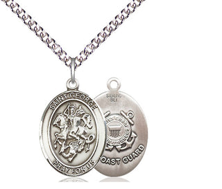 Sterling Silver Saint George Coast Guard Medal Religious Jewelry