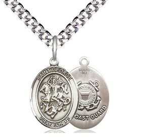 Sterling Silver Saint George Coast Guard Medal Religious Jewelry