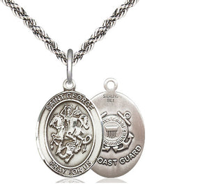 Sterling Silver Saint George Coast Guard Medal Religious Jewelry