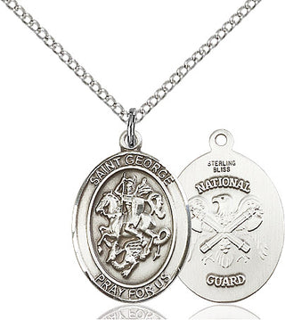 Sterling Silver Saint George National Guard Medal Religious Jewelry