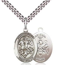 Sterling Silver Saint George National Guard Medal Religious Jewelry