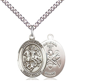 Sterling Silver Saint George National Guard Medal Religious Jewelry